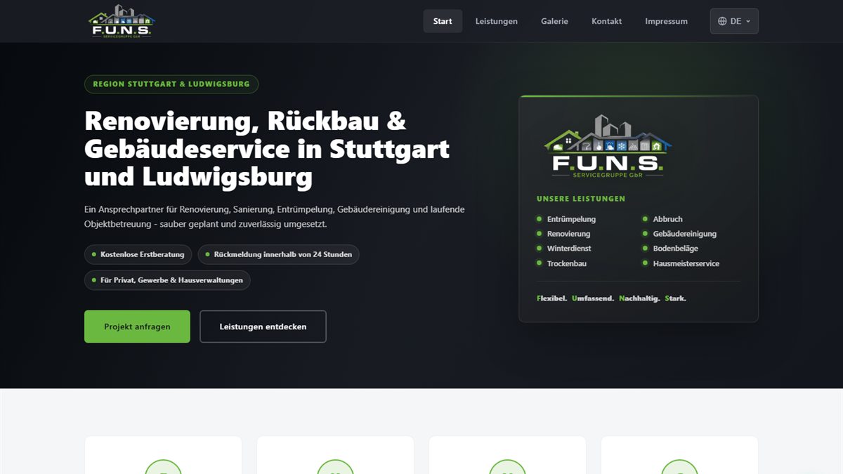 F.U.N.S. Servicegruppe Webseite
